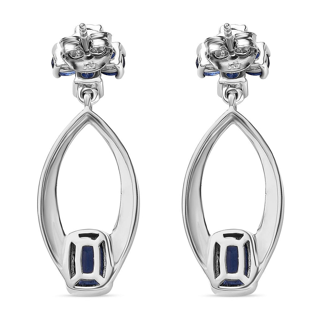 Kyanite Floral Dangle Earrings in Platinum Overlay Sterling Silver 3.17 Ct.