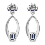 Kyanite Floral Dangle Earrings in Platinum Overlay Sterling Silver 3.17 Ct.