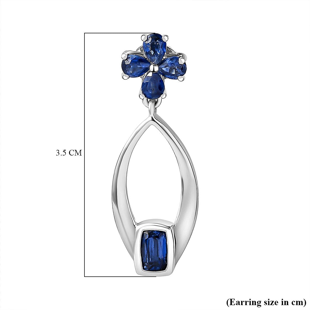 Kyanite Floral Dangle Earrings in Platinum Overlay Sterling Silver 3.17 Ct. 7721822 5