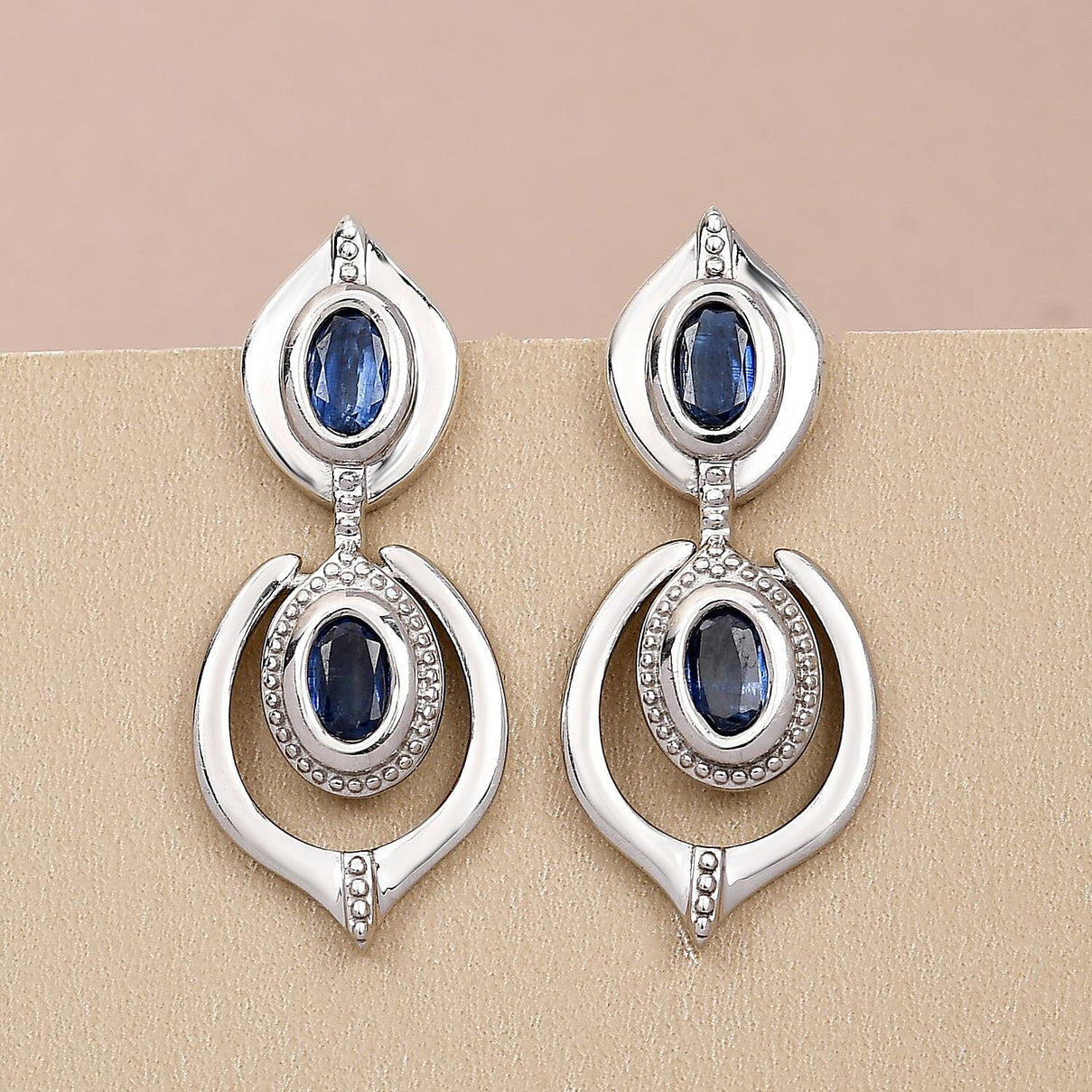 Kyanite Dangling Earrings in Platinum Plated Sterling Silver 2.34 Ct. 8883908 2