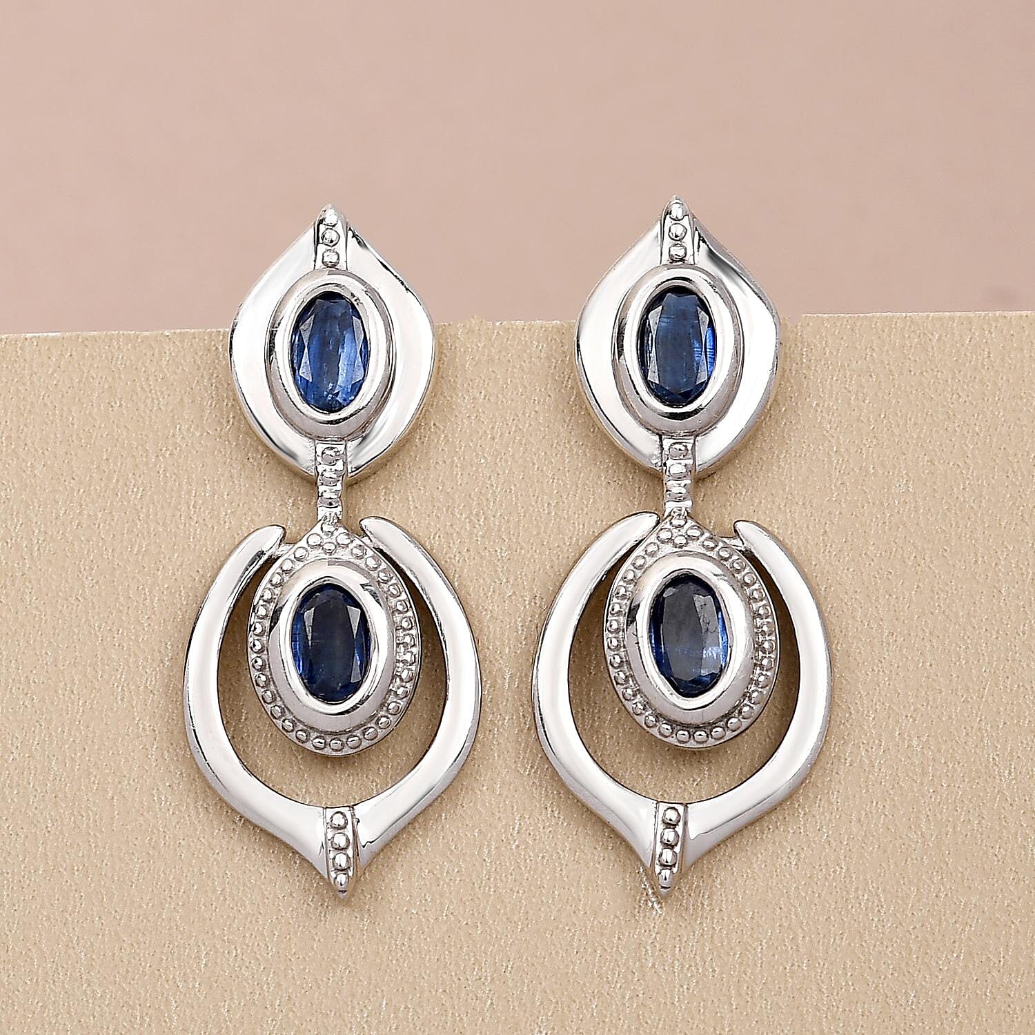 Kyanite Dangling Earrings in Platinum Plated Sterling Silver 2.34 Ct. 8883908 2