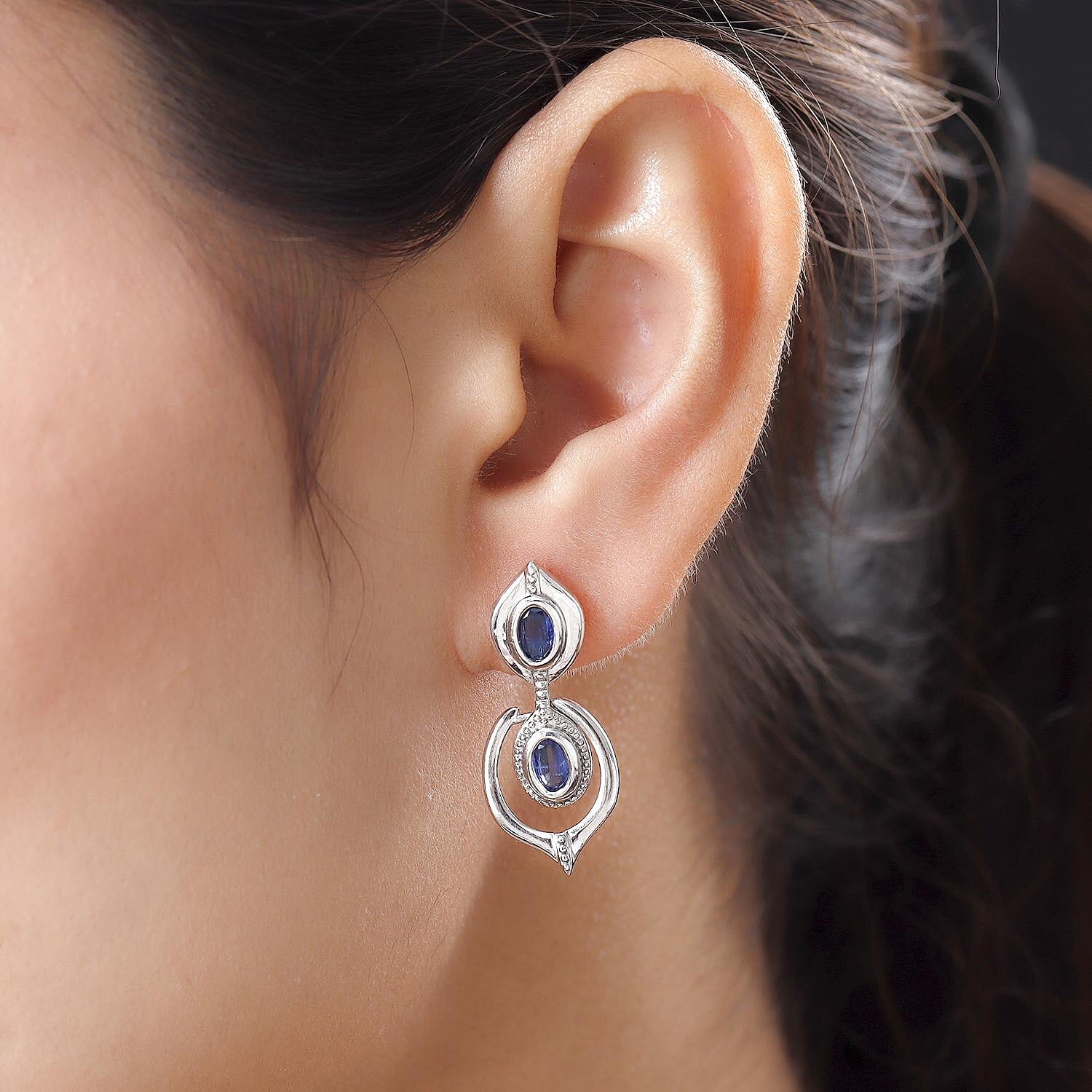 Kyanite Dangling Earrings in Platinum Plated Sterling Silver 2.34 Ct. 8883908 3