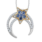 GP Celestial Dream Collection - Kyanite & Moissanite Pendant with Chain (Size 20) in 18K Vermeil YG & Platinum Plated Sterling Silver 2.64 Ct, Silver Wt. 6.68