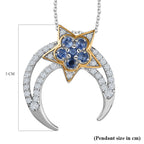 GP Celestial Dream Collection - Kyanite & Moissanite Pendant with Chain (Size 20) in 18K Vermeil YG & Platinum Plated Sterling Silver 2.64 Ct, Silver Wt. 6.68