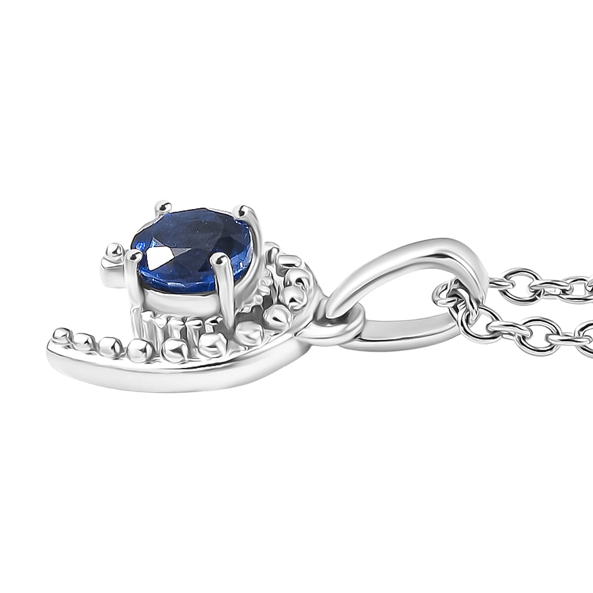 D'Joy AAA Natural Kashmir Kyanite Horseshoe Pendant with Chain (Size 20) in Platinum Overlay Sterling Silver V32537915 4