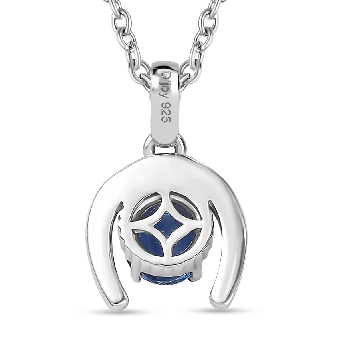 D'Joy AAA Natural Kashmir Kyanite Horseshoe Pendant with Chain (Size 20) in Platinum Overlay Sterling Silver V32537915 5