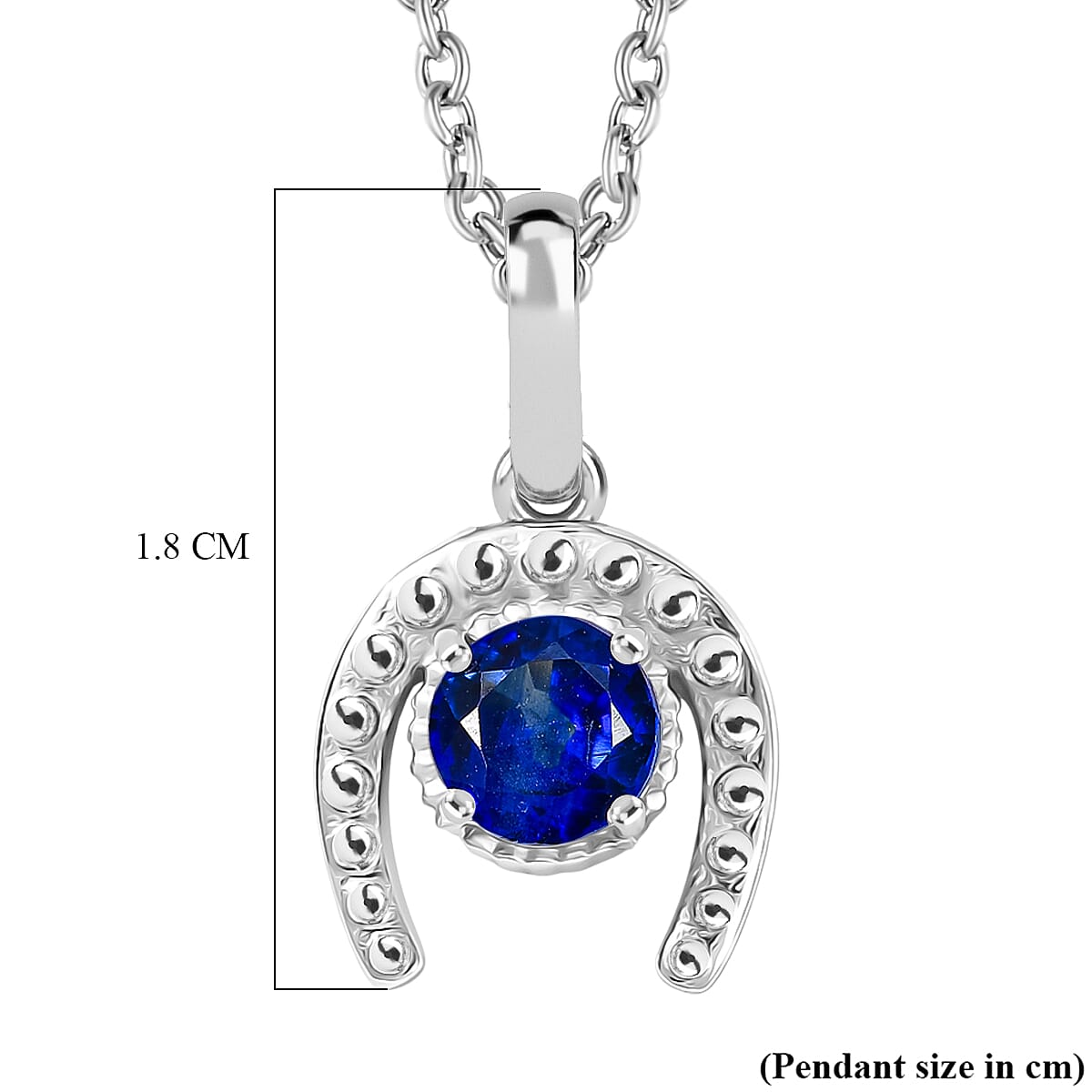 D'Joy AAA Natural Kashmir Kyanite Horseshoe Pendant with Chain (Size 20) in Platinum Overlay Sterling Silver V32537915 7