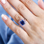 The Rare Find - Natural Kashmir Kyanite, Pink Sapphire & Natural Zircon Halo Ring in Platinum Overlay Sterling Silver 3.62 Ct .