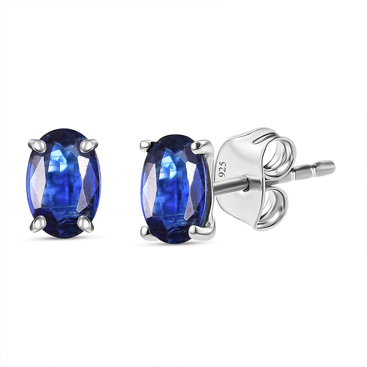 Natural Kashmir Kyanite Solitaire Stud Push Post Earring Sterling Silver 1.21 Ct. 8165155 0