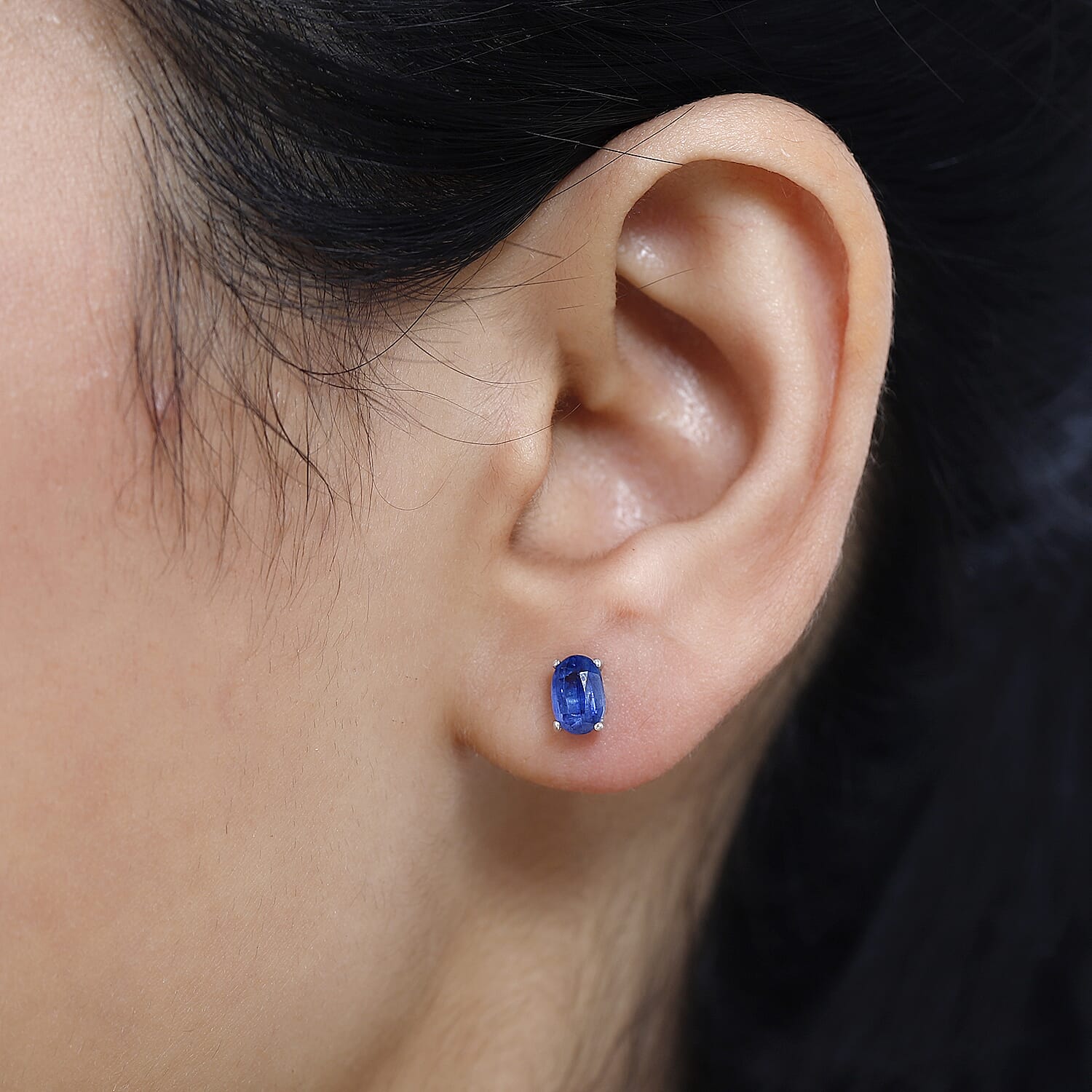 Natural Himalayan Kyanite Solitaire Stud Earrings With Push Back in Platinum Overlay Sterling Silver 1.26 Ct. 7712370 3