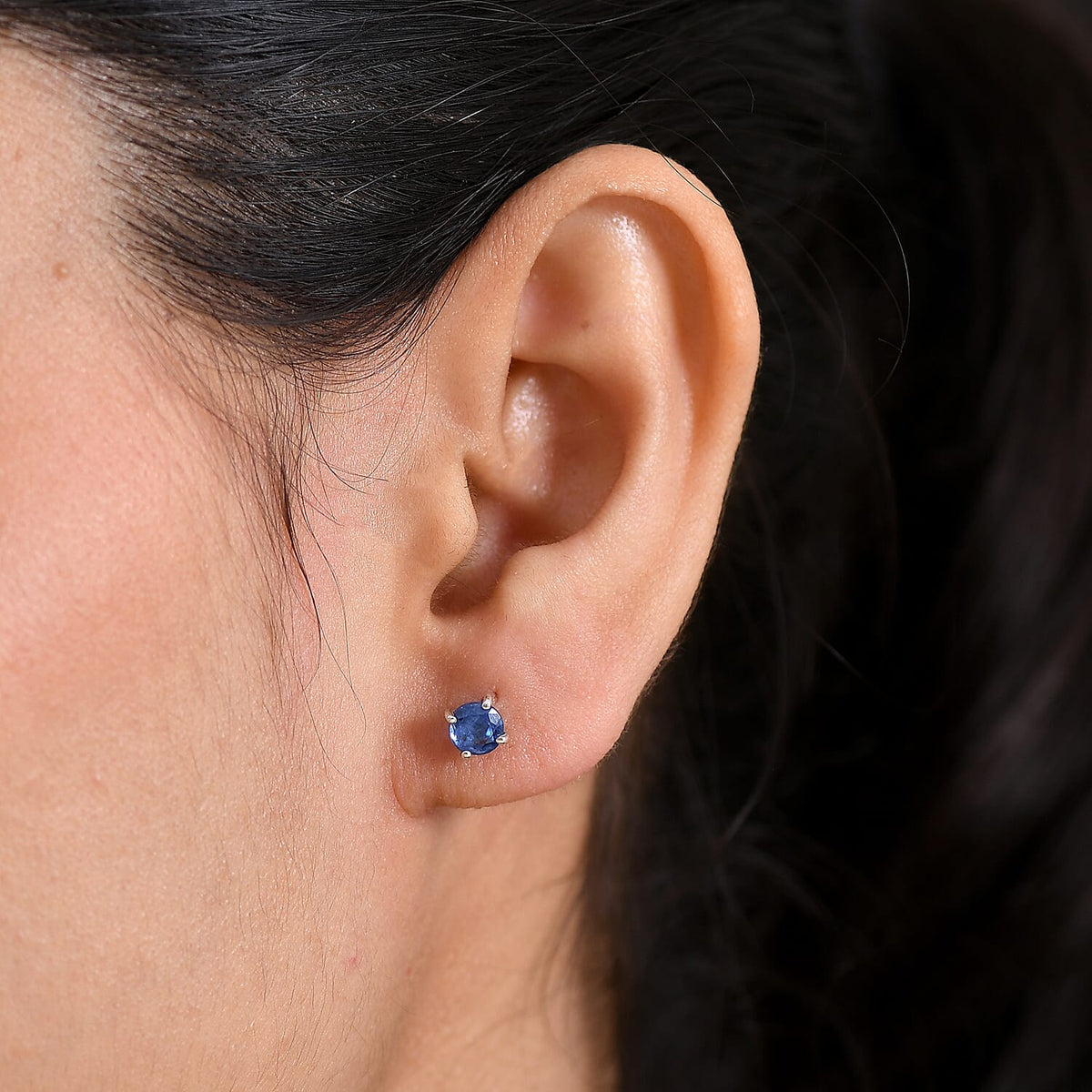 AAA Natural Kashmir Kyanite Solitaire Stud Push Post Earring in Platinum Overlay Sterling Silver 1.36 Ct. 8433055 2