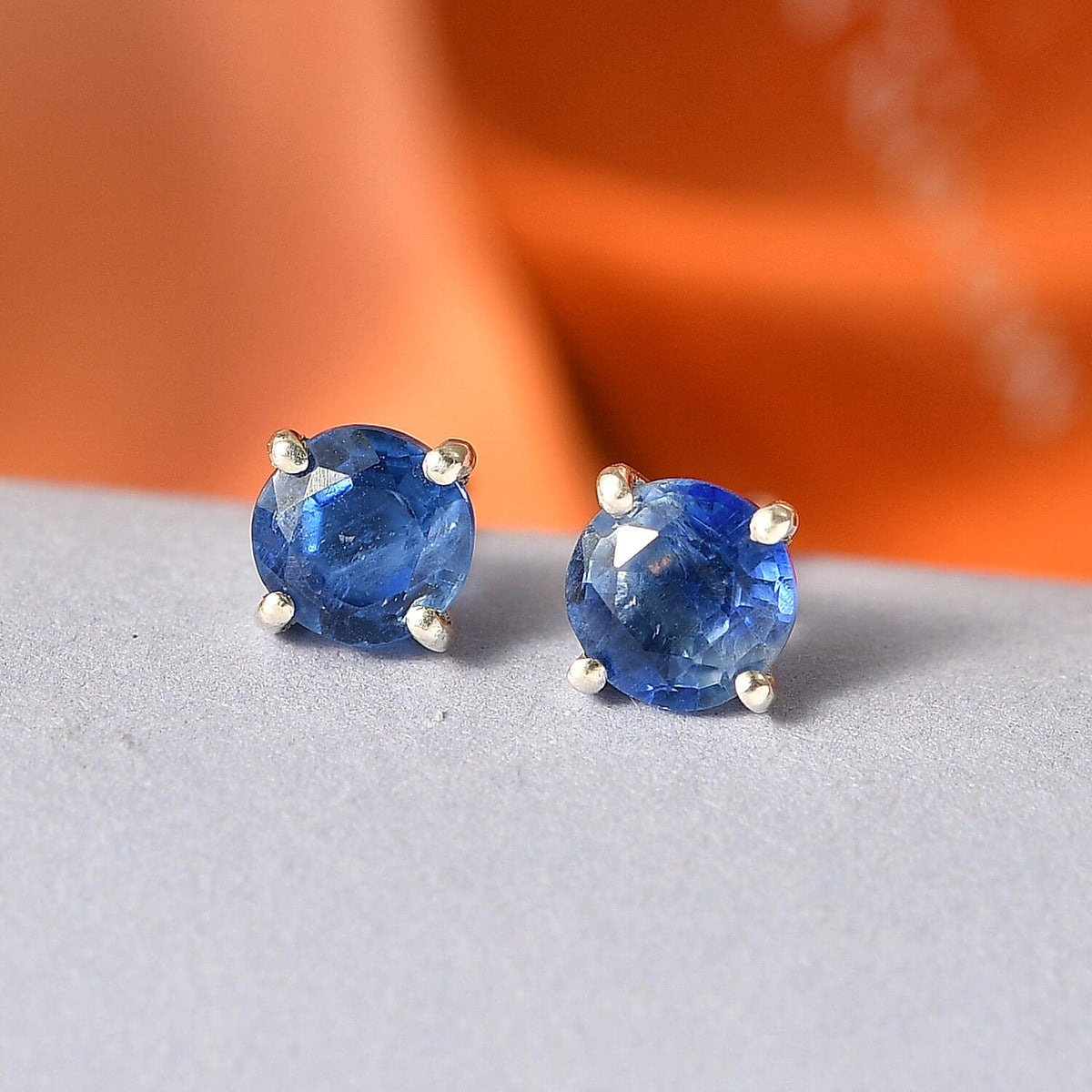 AAA Natural Kashmir Kyanite Solitaire Stud Push Post Earring in Platinum Overlay Sterling Silver 1.36 Ct. 8433055 3