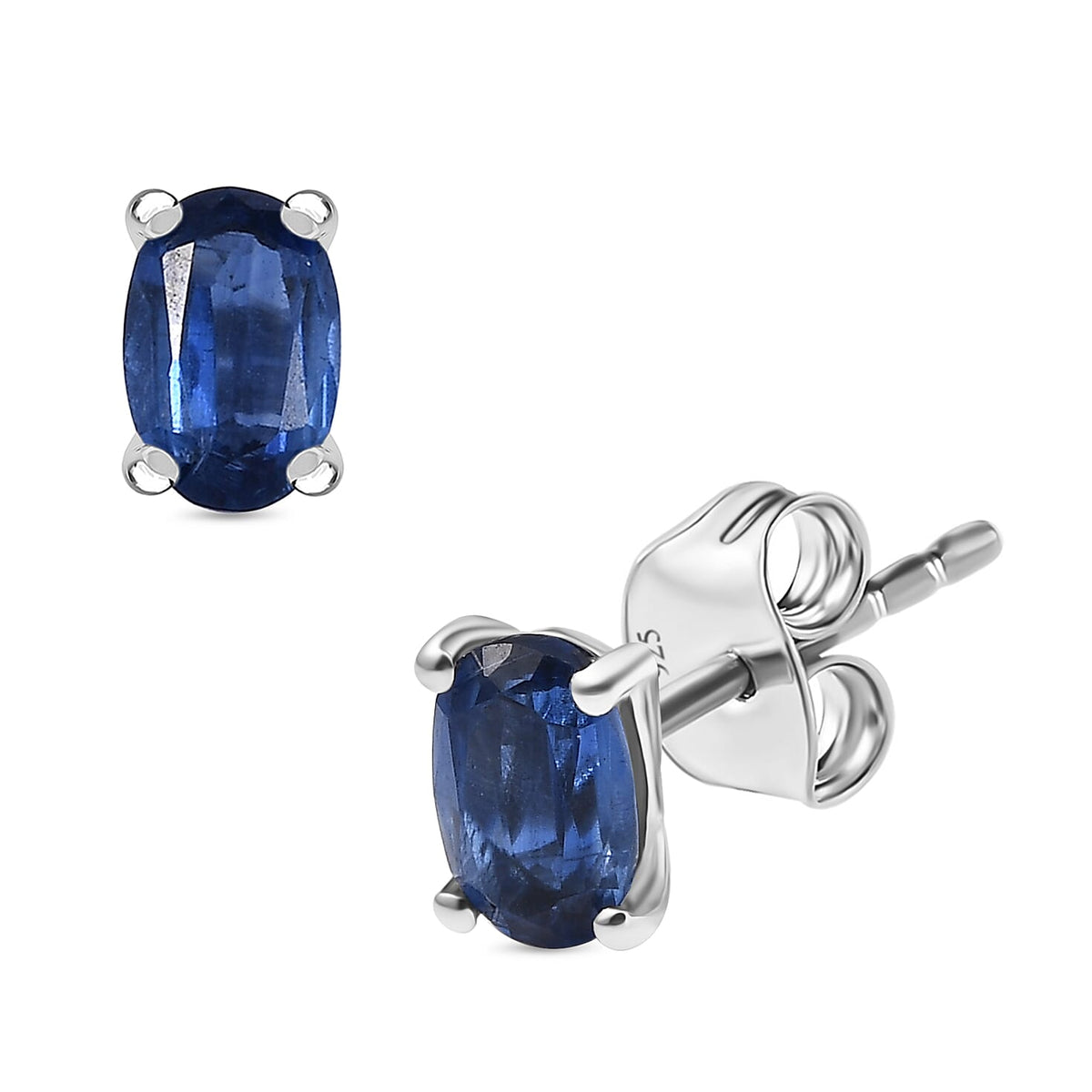 AAA Natural Kashmir Kyanite Solitaire Stud Push Post Earring with Push Back in Rhodium Overlay Sterling Silver 1.24 Ct. 8080424 0