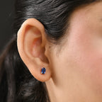 AAA Natural Kashmir Kyanite Solitaire Stud Push Post Earring with Push Back in Rhodium Overlay Sterling Silver 1.24 Ct.