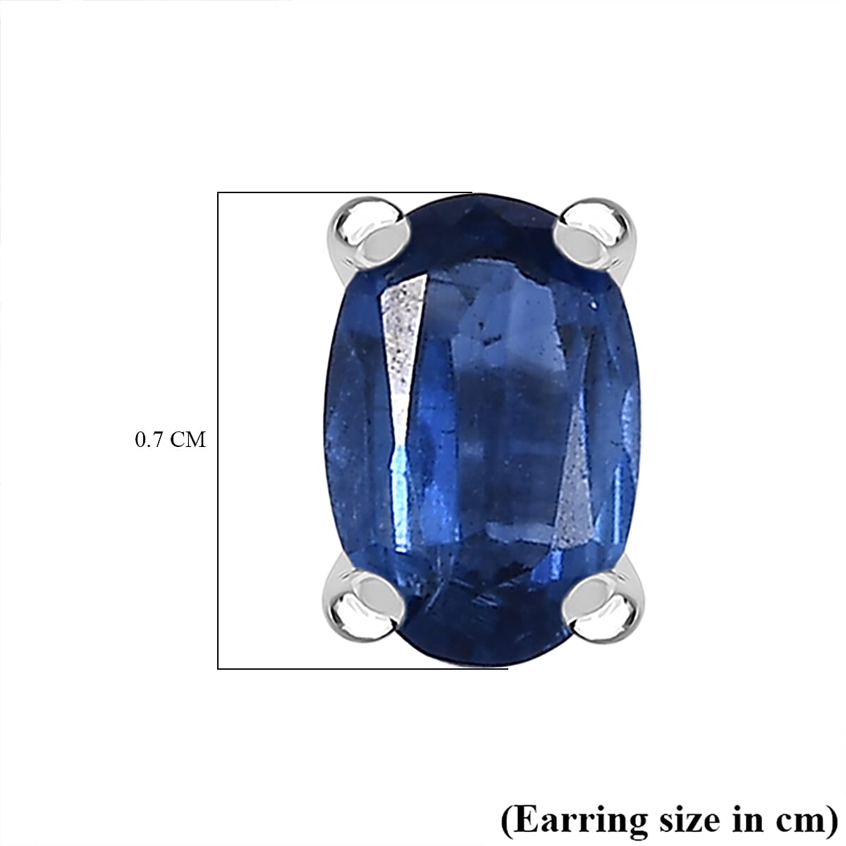 AAA Natural Kashmir Kyanite Solitaire Stud Push Post Earring with Push Back in Rhodium Overlay Sterling Silver 1.24 Ct. 8080424 5