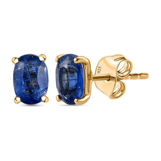 Kyanite Solitaire Stud Push Post Earring in Platinum Overlay Sterling Silver 1.22 ct 1.258 Ct.