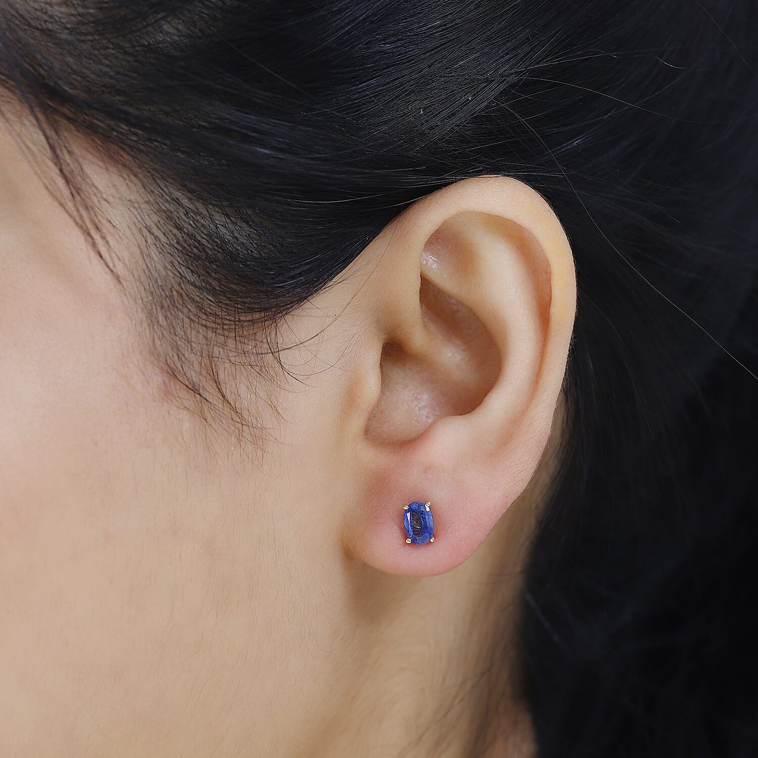 Natural Himalayan Kyanite Solitaire Stud Earrings with Push Back in 18K Vermeil Yellow Gold Plated Sterling Silver 1.20 Ct. V32521552 3