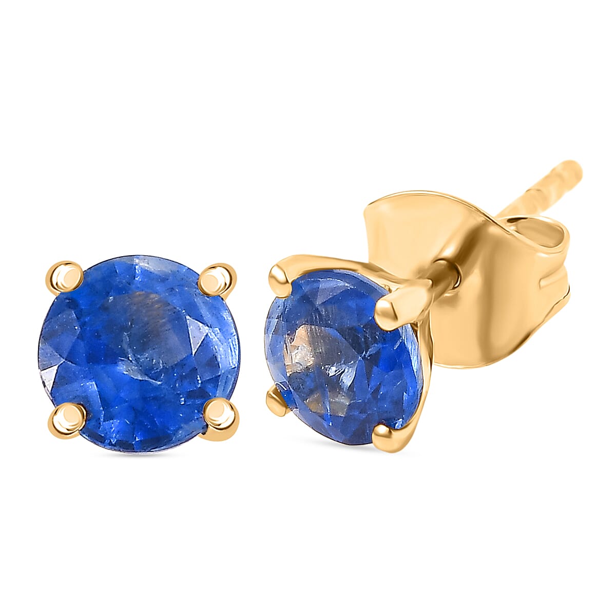 Kyanite Solitaire Stud Push Post Earring in Yellow Gold Plated Sterling Silver 1.36 Ct. 8433056 0