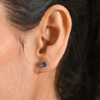 Kyanite Solitaire Stud Push Post Earring in Yellow Gold Plated Sterling Silver 1.36 Ct.