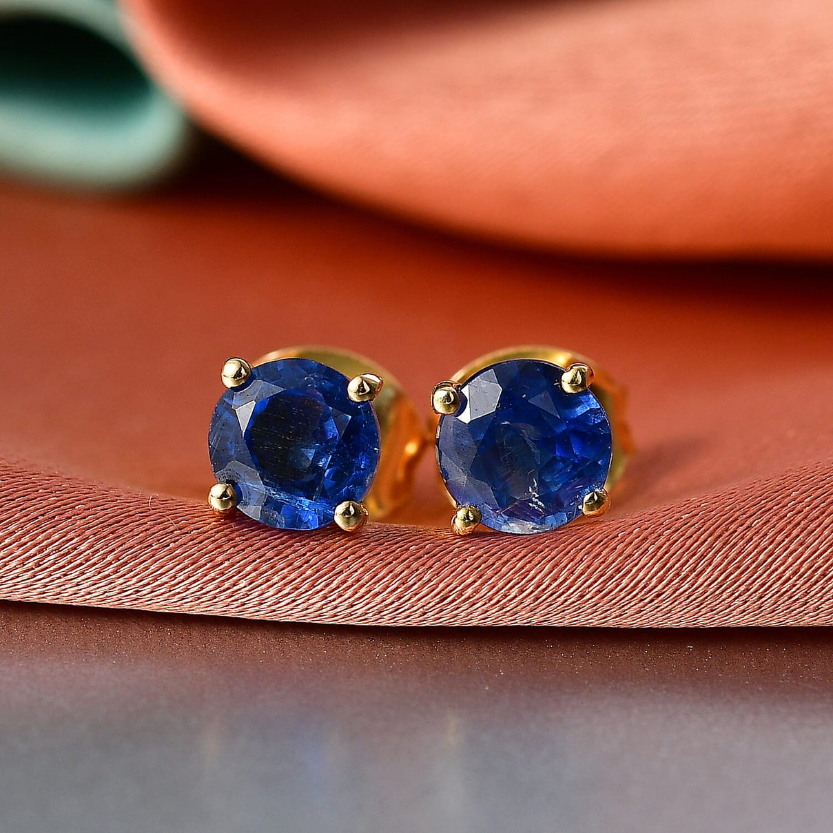 Kyanite Solitaire Stud Push Post Earring in Yellow Gold Plated Sterling Silver 1.36 Ct. 8433056 3