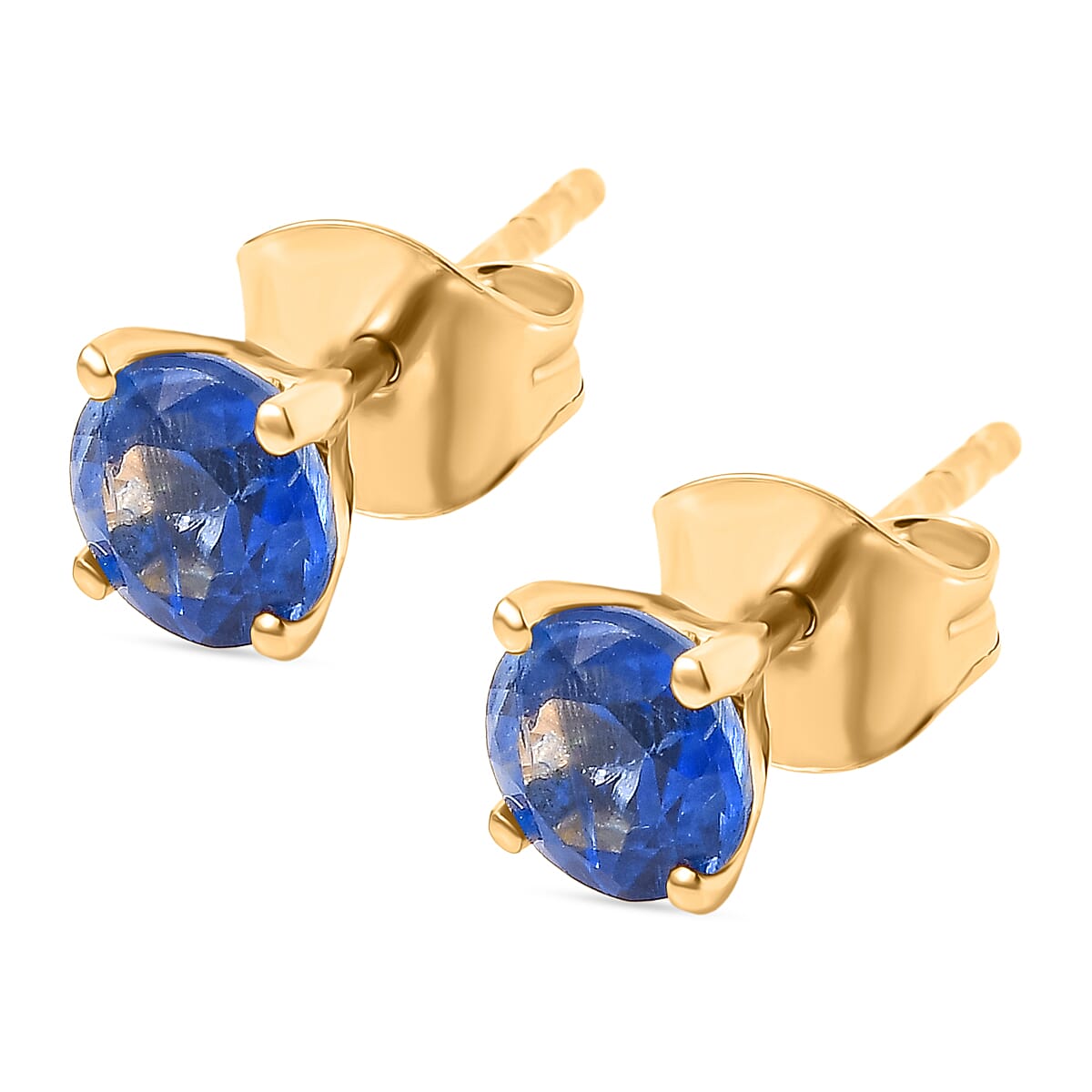 Kyanite Solitaire Stud Push Post Earring in Yellow Gold Plated Sterling Silver 1.36 Ct. 8433056 4