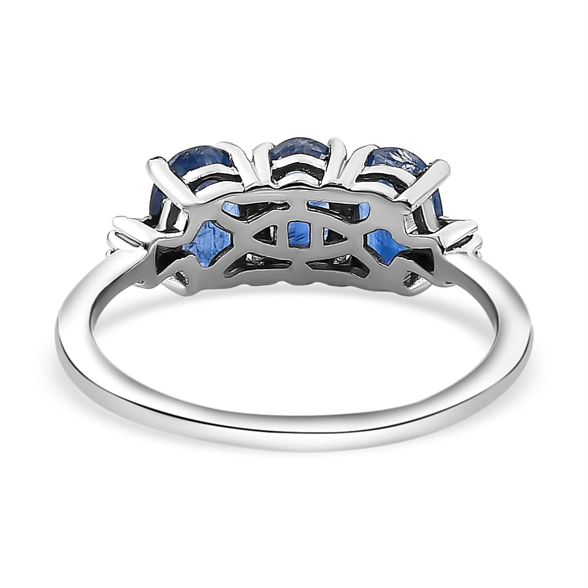 Kyanite Trilogy Ring with Diamond in Platinum Plated Sterling Silver 1.80 Ct. 8894923 5