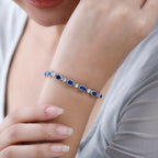 Natural Premium Kashmir Kyanite & Zircon Bracelet (Size - 8) in Platinum Overlay Sterling Silver 11.40 Ct,