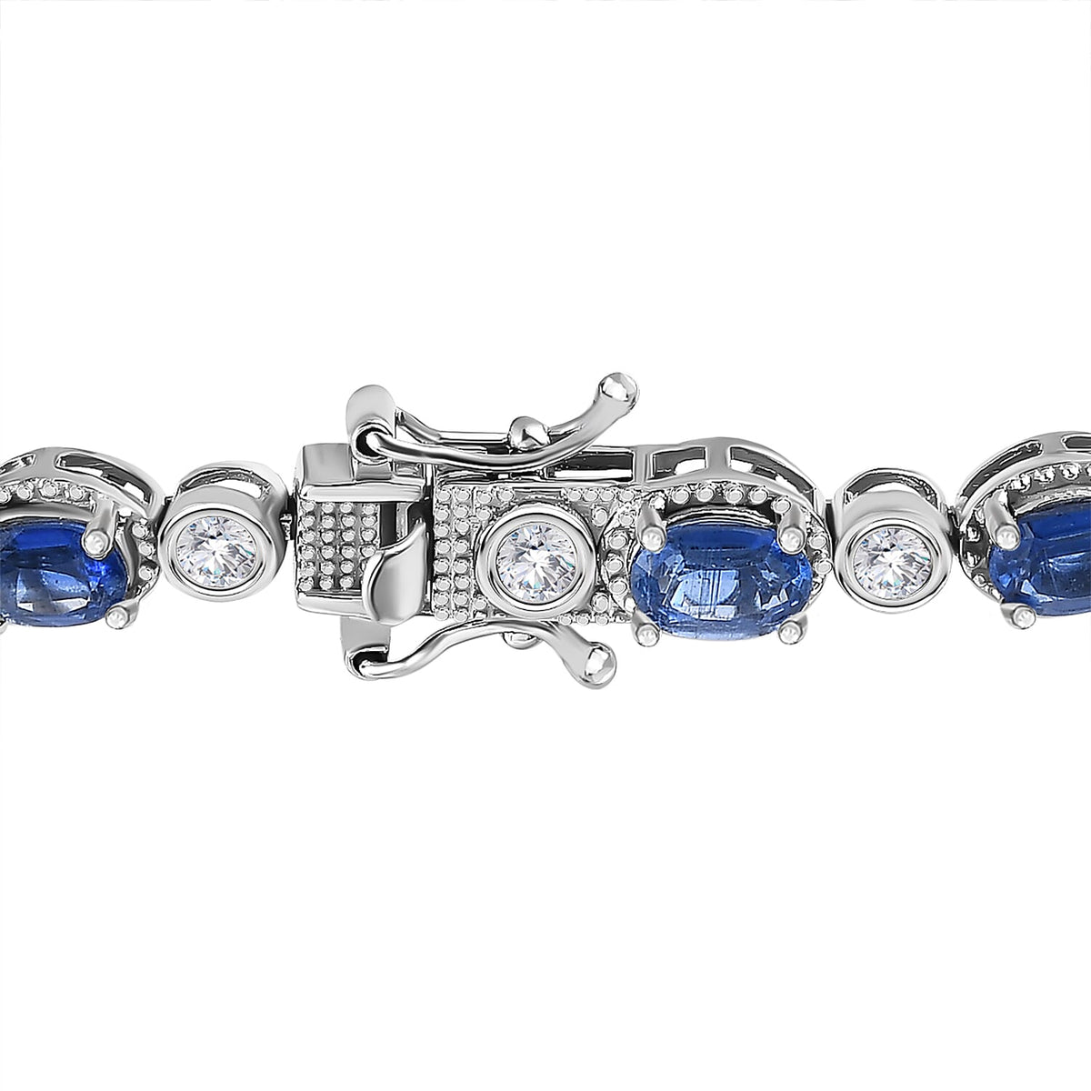 Natural Premium Kashmir Kyanite &amp; Zircon Bracelet (Size - 7) in Platinum Overlay Sterling Silver 10.45 Ct, 7671361 4