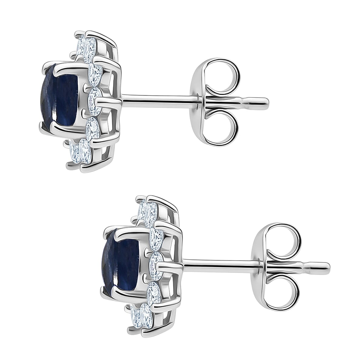 Kyanite &amp; White Zircon Cluster Earring Sterling Silver 1.36 Ct. V32713971 4