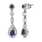 Natural Himalayan Kyanite & Natural Zircon Dangle Earrings in Platinum Overlay Sterling Silver 1.60 Ct.