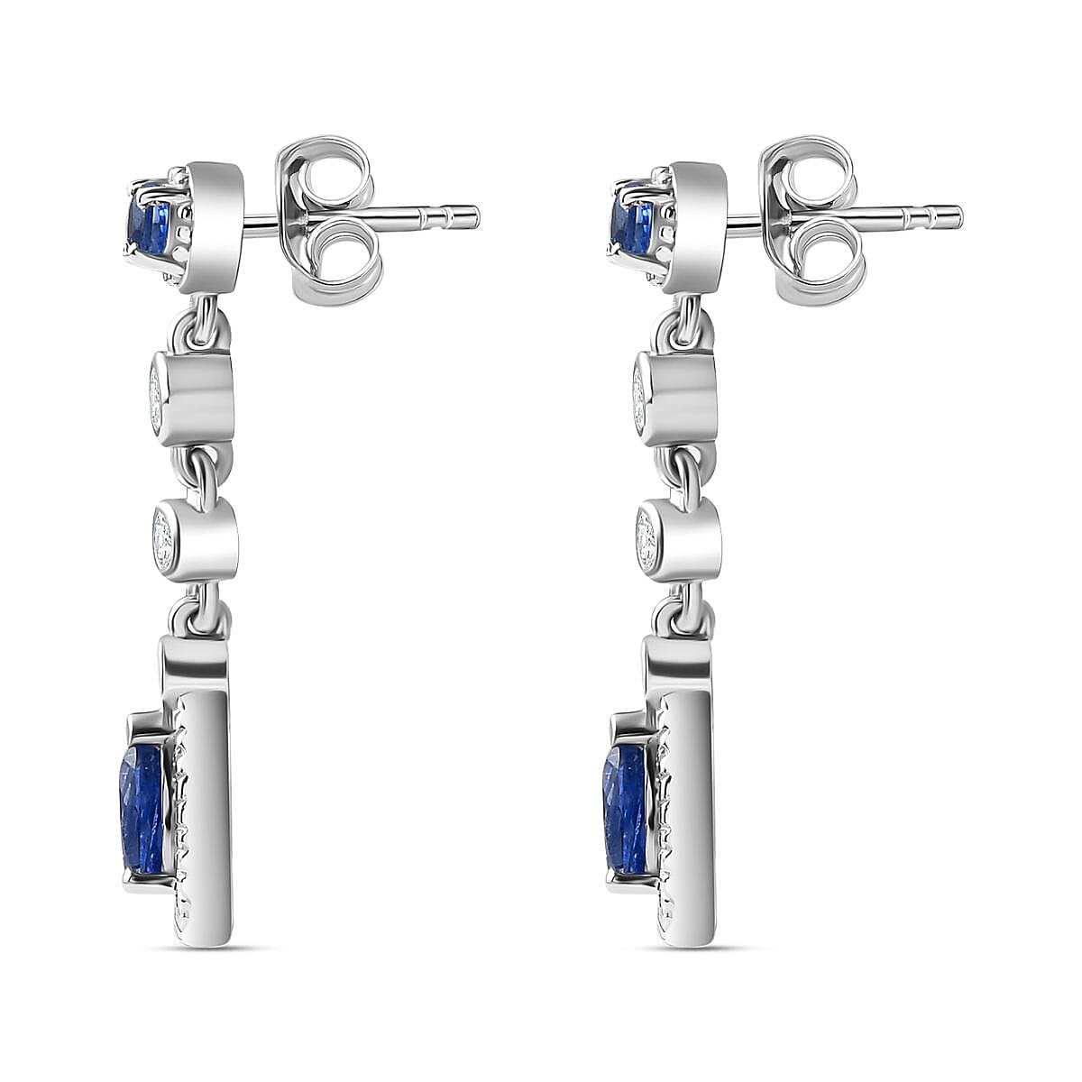 Natural Himalayan Kyanite &amp; Natural Zircon Dangle Earrings in Platinum Overlay Sterling Silver 1.60 Ct. 7721833 3