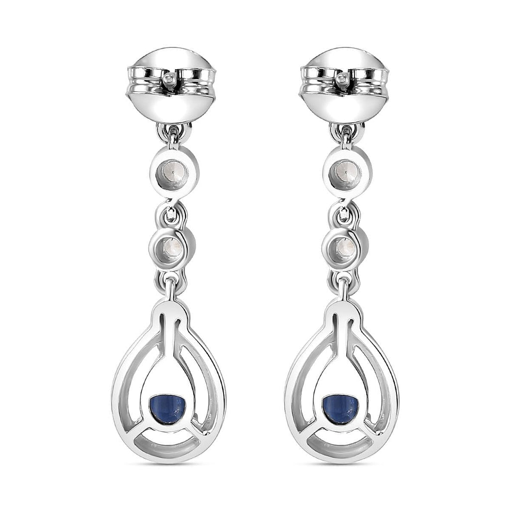 Natural Himalayan Kyanite & Natural Zircon Dangle Earrings in Platinum Overlay Sterling Silver 1.60 Ct.
