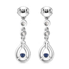 Natural Himalayan Kyanite & Natural Zircon Dangle Earrings in Platinum Overlay Sterling Silver 1.60 Ct.