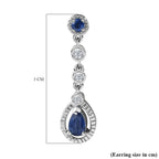 Natural Himalayan Kyanite & Natural Zircon Dangle Earrings in Platinum Overlay Sterling Silver 1.60 Ct.