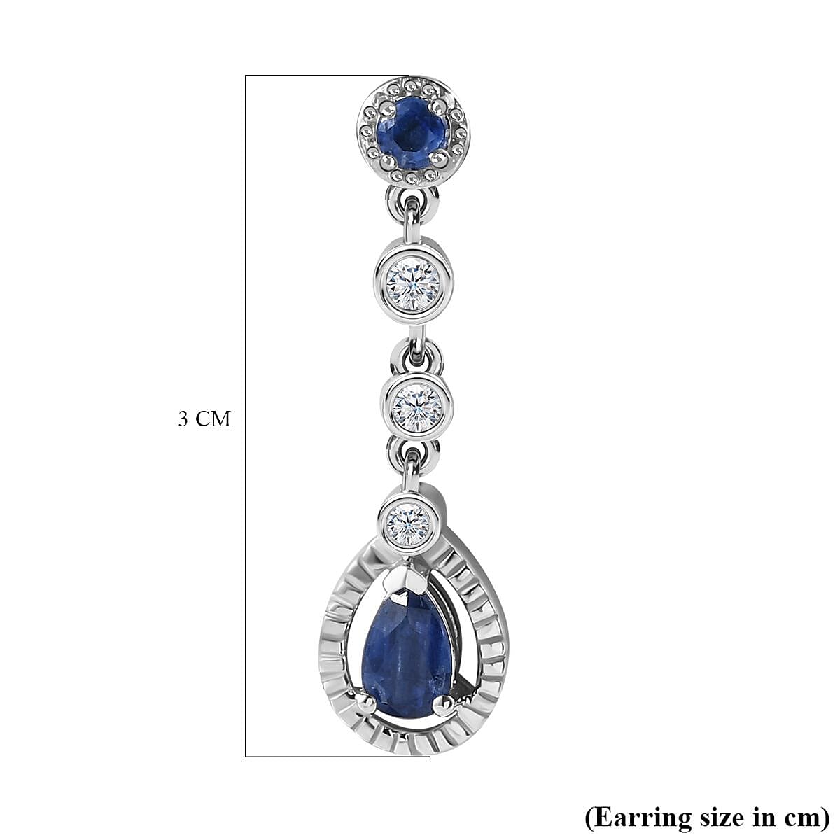 Natural Himalayan Kyanite &amp; Natural Zircon Dangle Earrings in Platinum Overlay Sterling Silver 1.60 Ct. 7721833 5