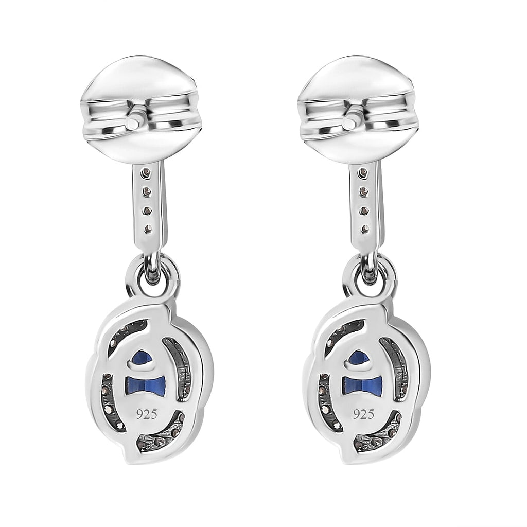 Natural Himalayan Kyanite & Natural Zircon Earrings in Platinum Overlay Sterling Silver 1.60 Ct.
