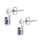 AAA Natural Kashmir Kyanite & White Zircon Earring with Push Back in Rhodium Overlay Sterling Silver 1.34 Ct.