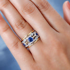 Natural Himalayan Kyanite & Natural Zircon Bubble Ring in Platinum & 18K Vermeil YG Plated Sterling Silver 1.70 Ct, Silver Wt 5.60 GM