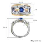 Natural Himalayan Kyanite & Natural Zircon Bubble Ring in Platinum & 18K Vermeil YG Plated Sterling Silver 1.70 Ct, Silver Wt 5.60 GM