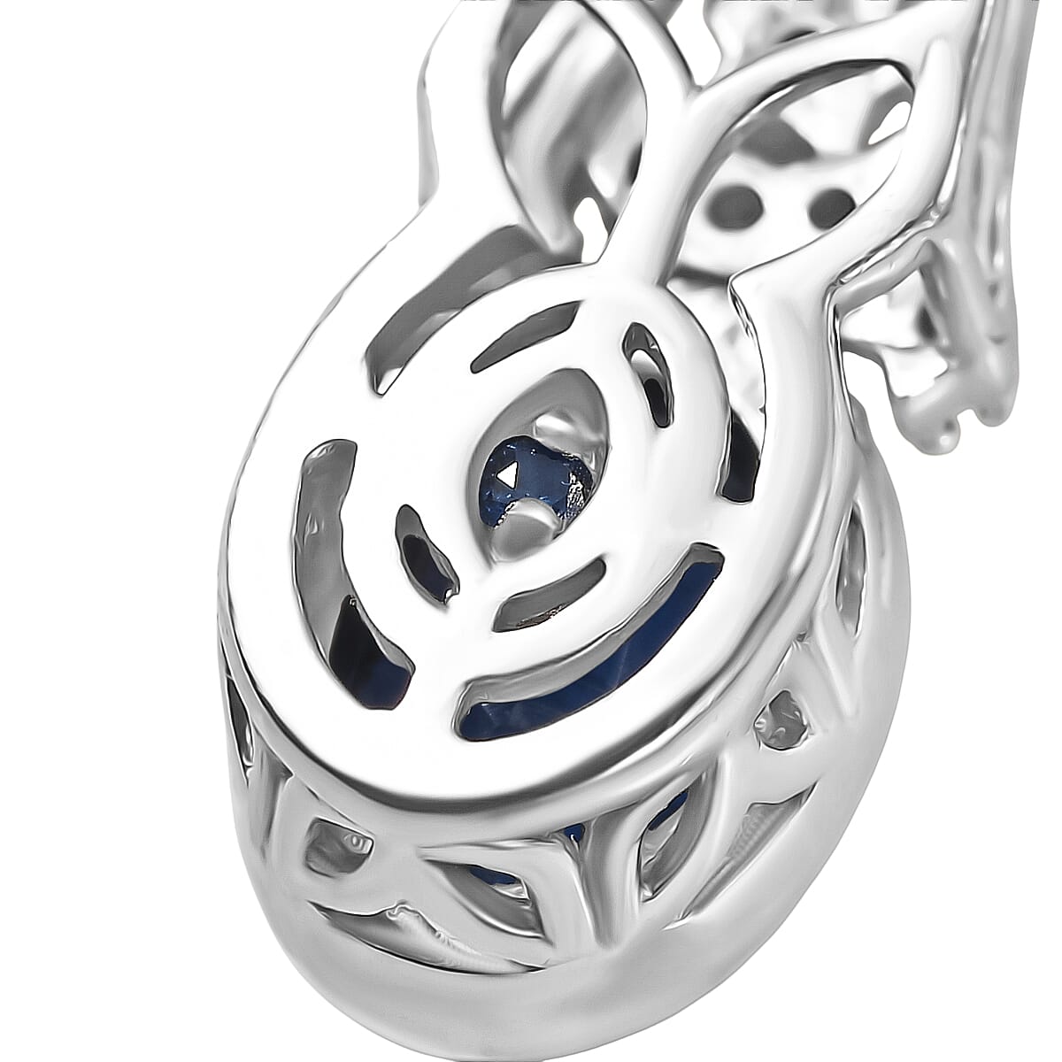 GP - Natural Kashmir Kyanite, White Zircon &amp; Blue Sapphire Pendant with Chain (Size 20) in Rhodium &amp; Yellow Gold Plated Sterling Silver 1.69 Ct. 4451077 6