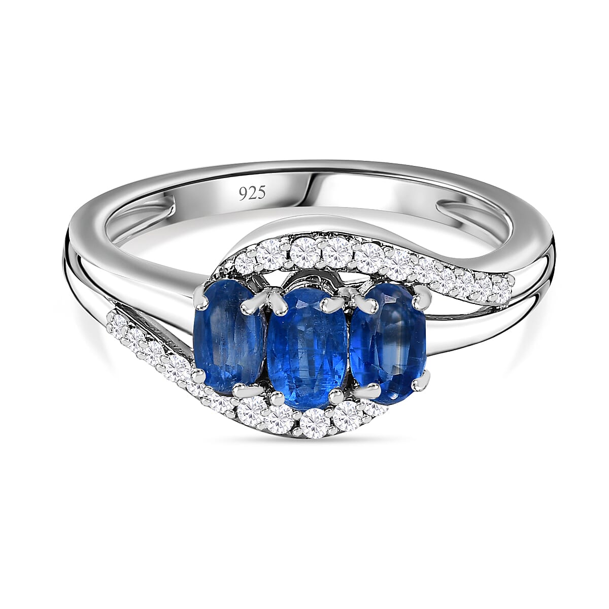 Natural Himalayan Kyanite &amp; Natural Zircon Bypass Ring in Platinum Overlay Sterling Silver 1.20 Ct. 7712339 0