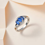 Natural Himalayan Kyanite & Natural Zircon Bypass Ring in Platinum Overlay Sterling Silver 1.20 Ct.
