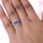 Natural Himalayan Kyanite & Natural Zircon Bypass Ring in Platinum Overlay Sterling Silver 1.20 Ct.