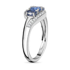 Natural Himalayan Kyanite & Natural Zircon Bypass Ring in Platinum Overlay Sterling Silver 1.20 Ct.