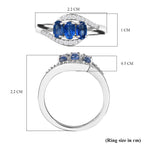 Natural Himalayan Kyanite & Natural Zircon Bypass Ring in Platinum Overlay Sterling Silver 1.20 Ct.