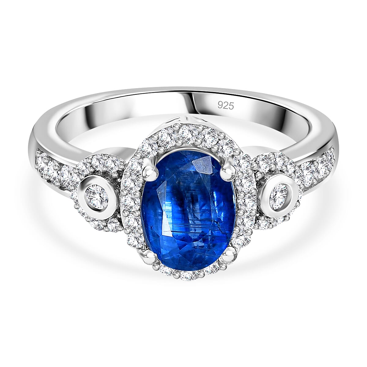 Natural Himalayan Kyanite &amp; Natural Zircon Ring in Platinum Overlay Sterling Silver 2.12 Ct. 7721974 0