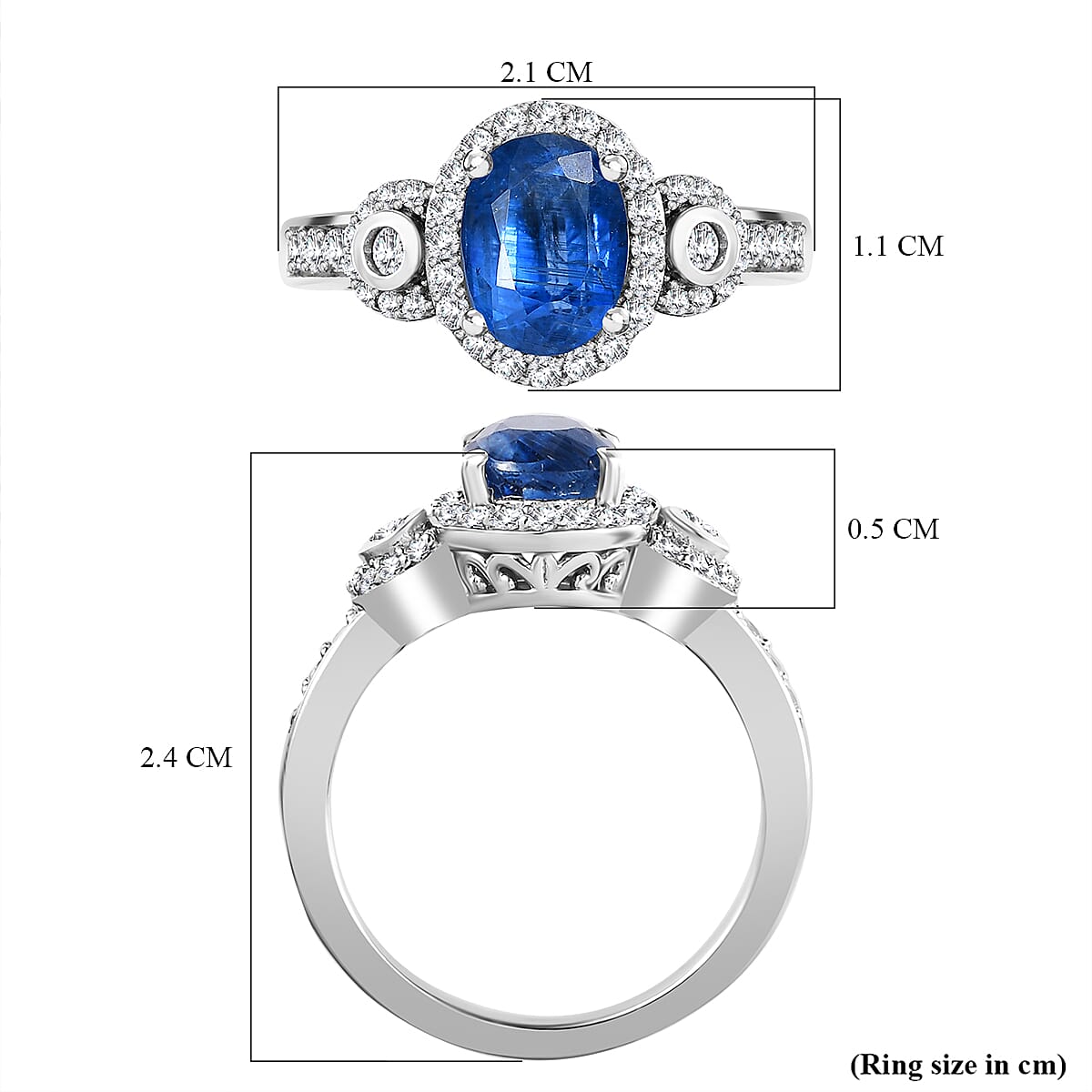 Natural Himalayan Kyanite &amp; Natural Zircon Ring in Platinum Overlay Sterling Silver 2.12 Ct. 7721974 5
