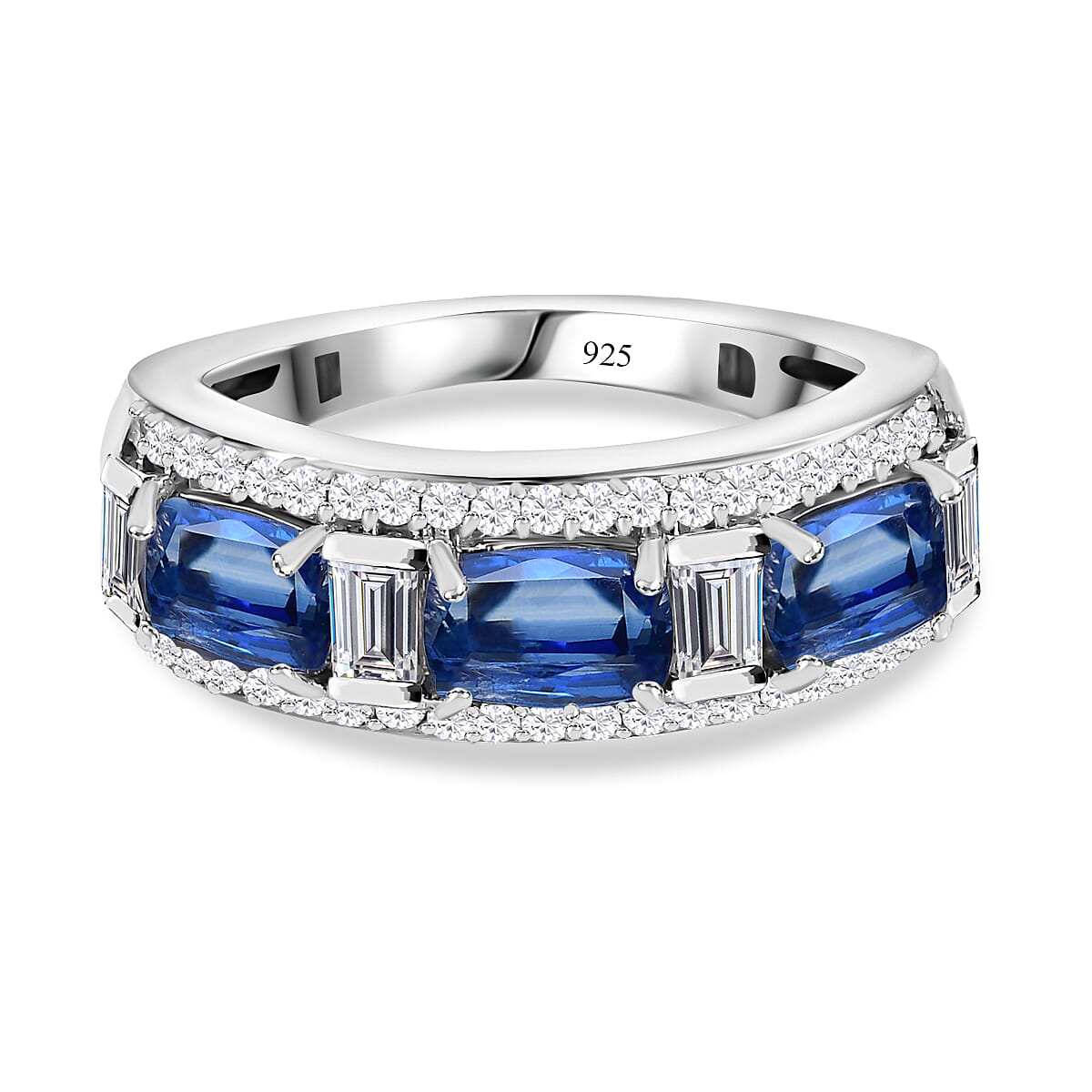 Natural Himalayan Kyanite &amp; Natural Zircon Ring in Platinum Overlay Sterling Silver 2.50 Ct. 7722013 0