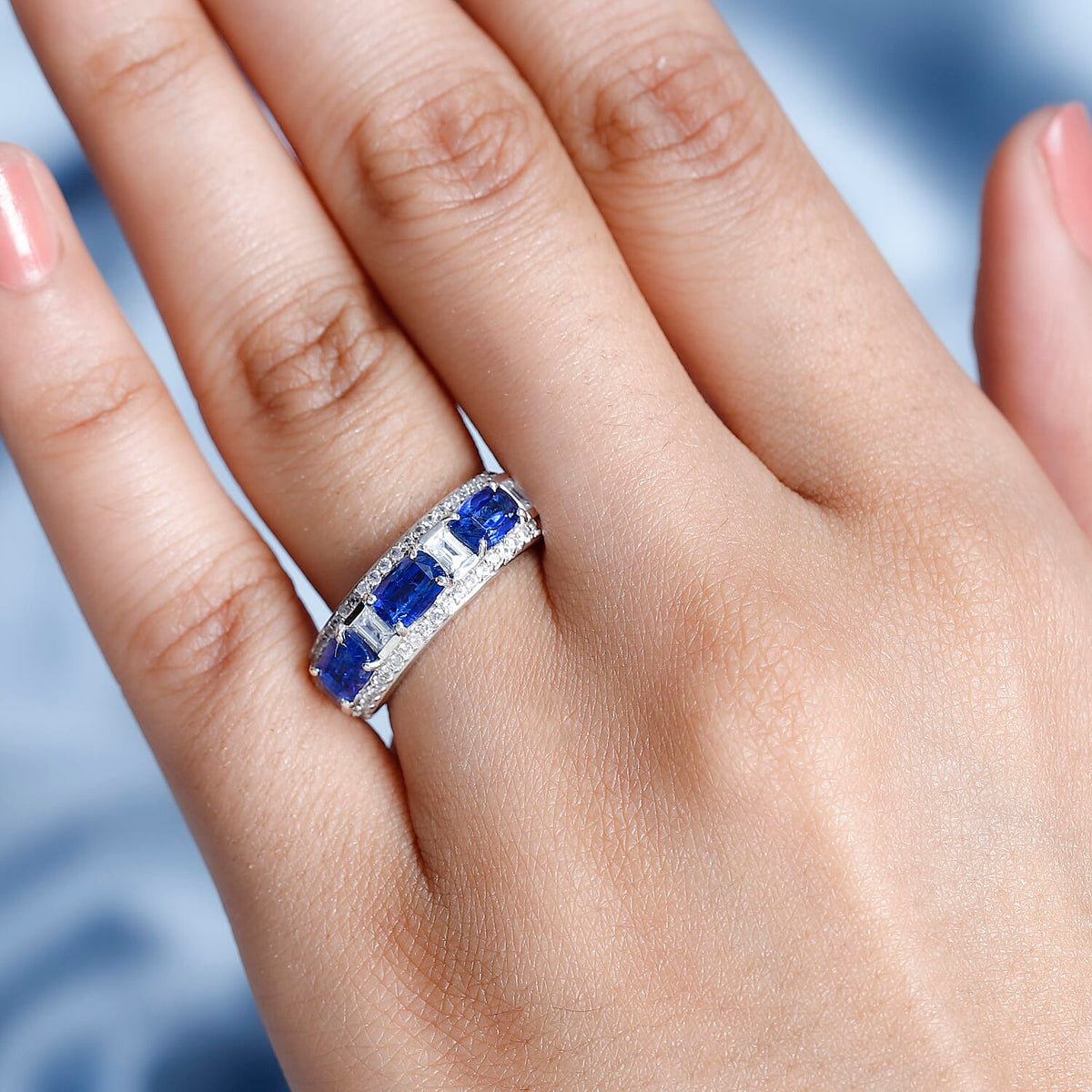Natural Himalayan Kyanite &amp; Natural Zircon Ring in Platinum Overlay Sterling Silver 2.50 Ct. 7722013 2
