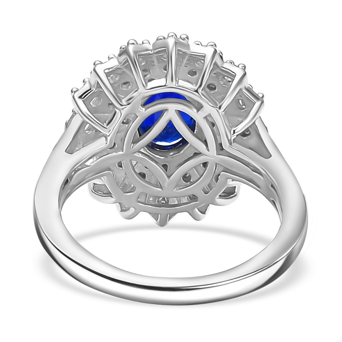 Kyanite, White Zircon Triple Halo Ring in Rhodium Overlay Sterling Silver 2.62 Ct. 8080456 5
